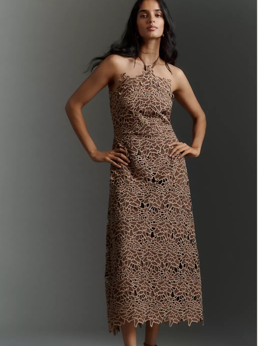 NWT Anthropologie Endless Rose Halter Lace Midi Dress size M